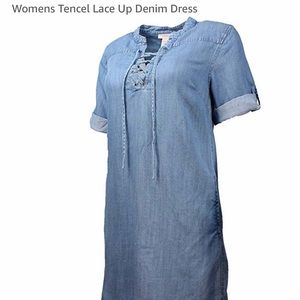 🍒Philosophy Tencel Chambray Lace Up Dress